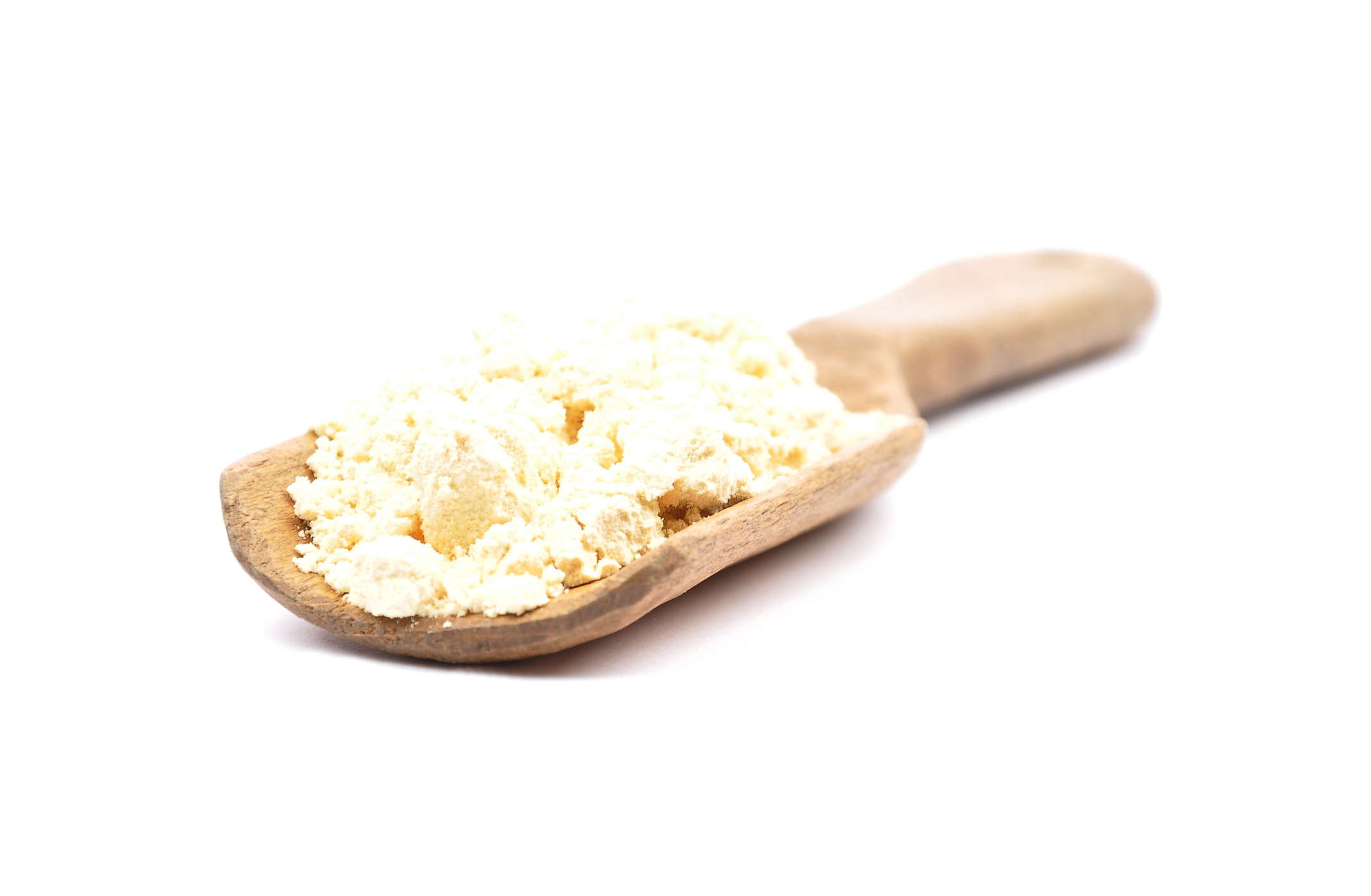 Lupin flour on wooden shovel